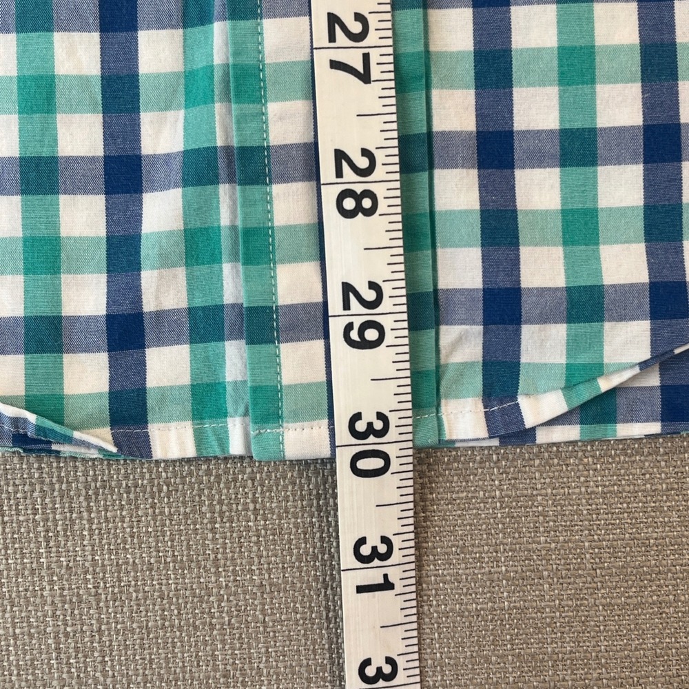 Southern Tide Button Down Shirt Men Large Blue Teal Gingham Long Sleeve Stretch - Picture 7 of 8
